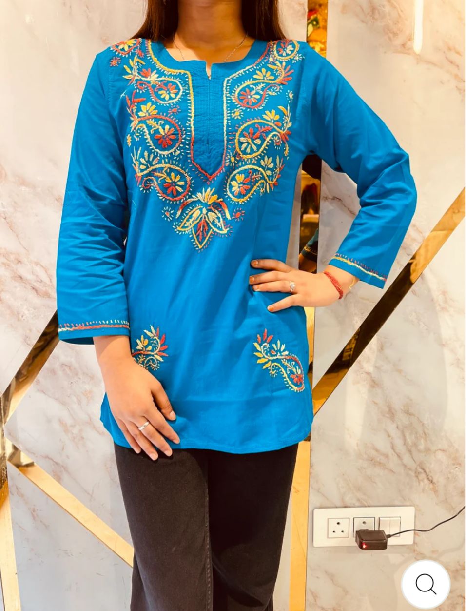 Premium lucknawi hand work short kurti Regular