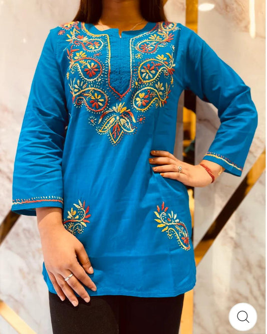 Premium lucknawi hand work short kurti Regular