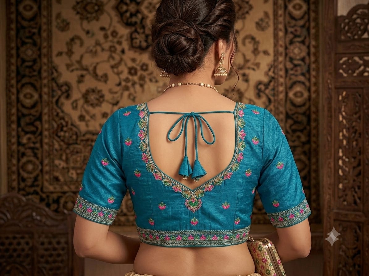 Teal Blue Elegant Traditional Blouse In Germany