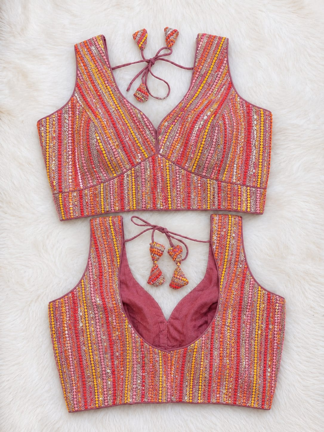 Dusty Rose Georgette Blouse with Stunning Sequins Work in Germany