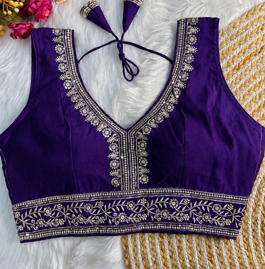 Voilet Embroidered Blouse – Sequins & Thread Work In Germany