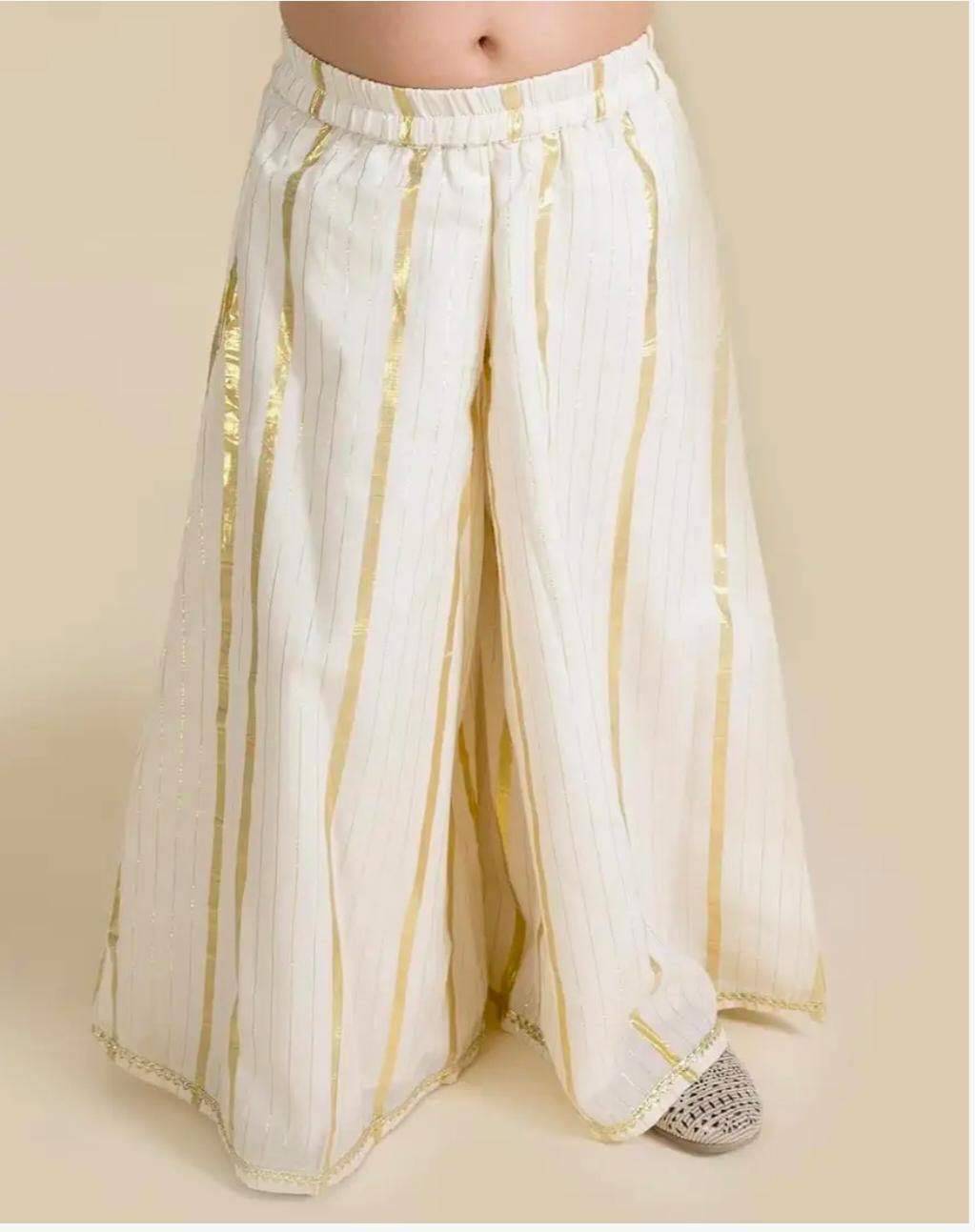 Yellow Striped Girls Kurta Palazzo Set with Dupatta in Germany