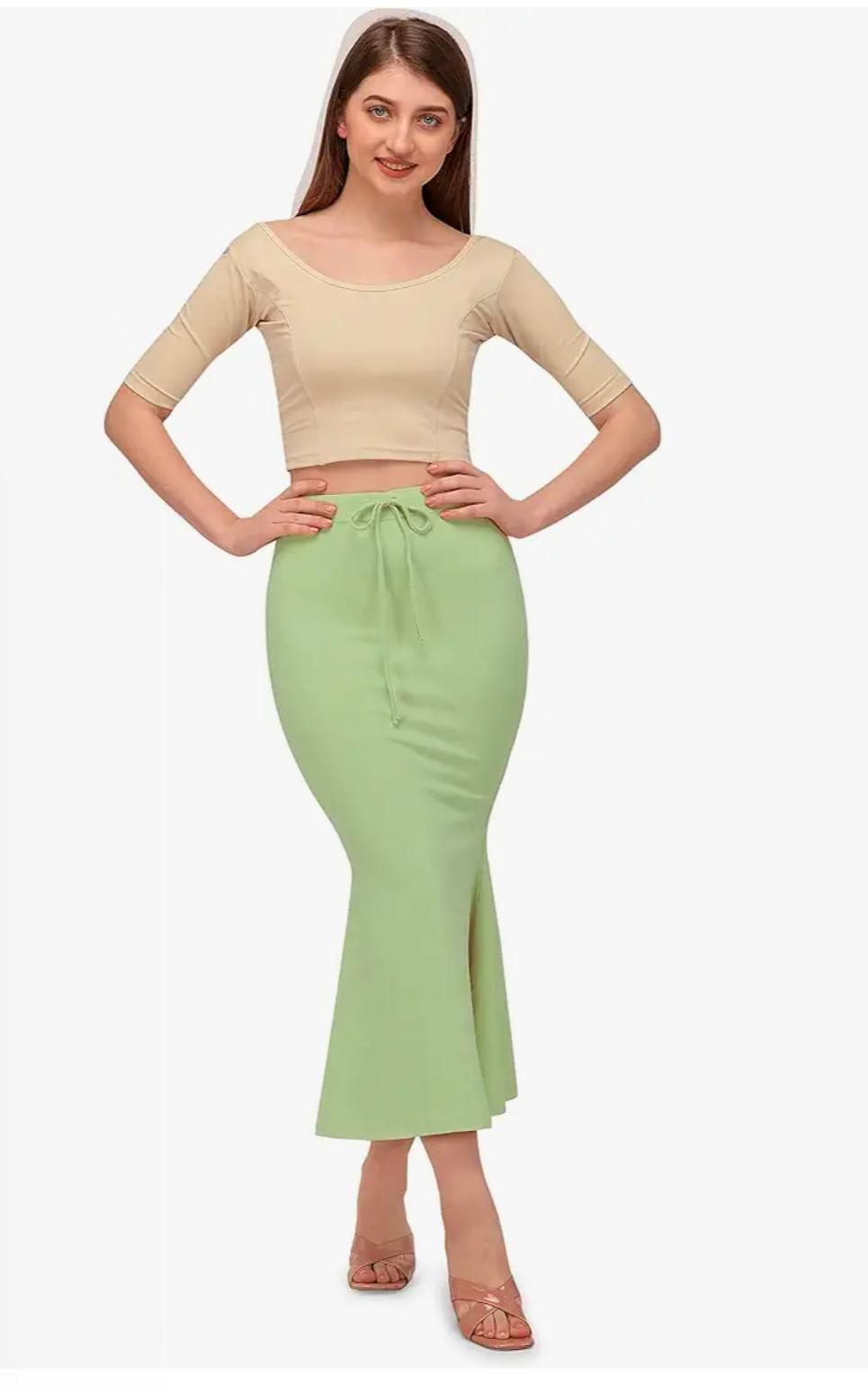 Light sage Green Stretchable Saree Shapewear Petticoat for Women in Germany