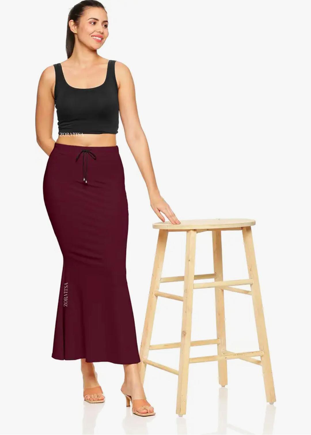 Wine Women Mermaid Fishcut Stretchable Saree Shapewear Petticoat in Germany