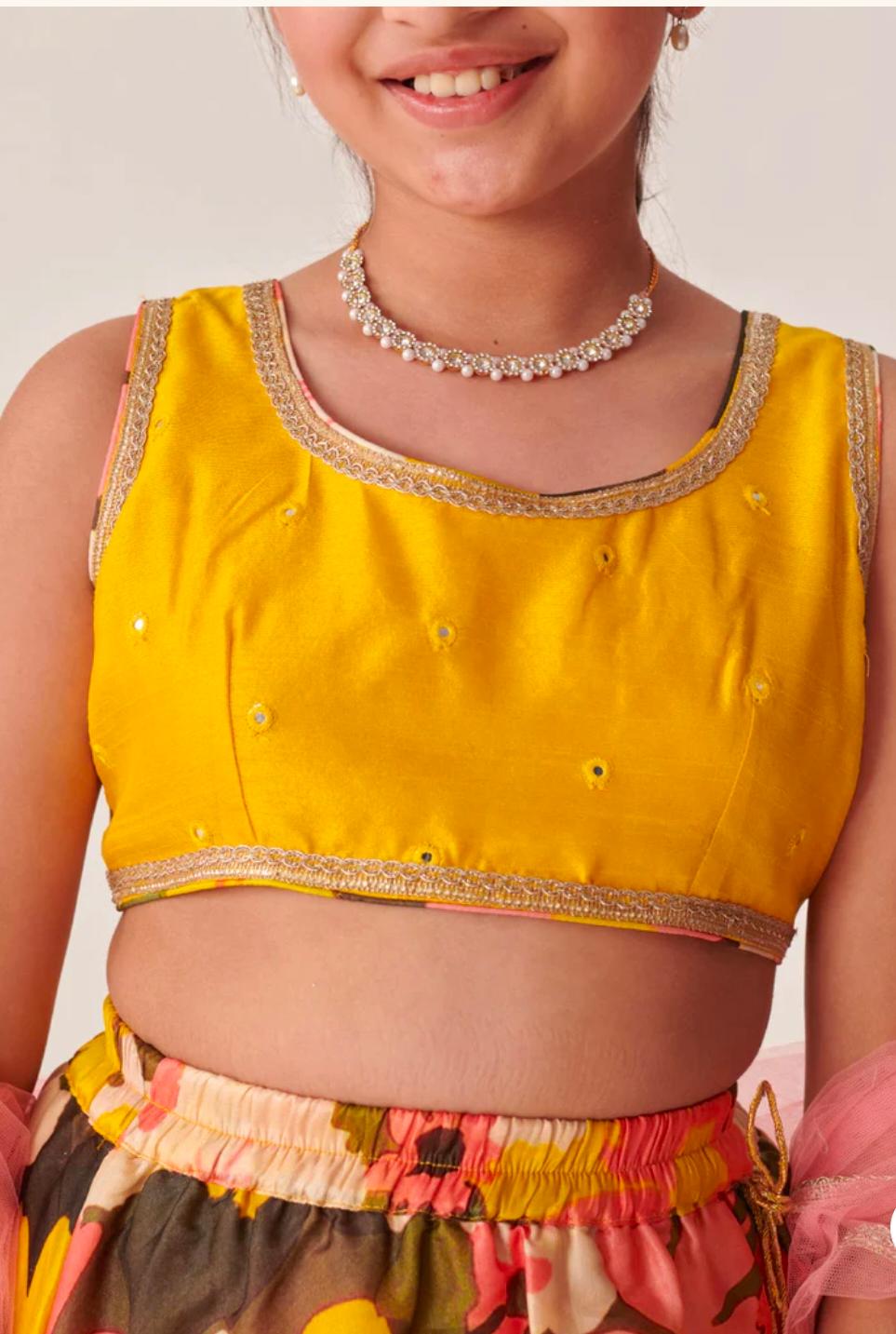 Girls Embroidered Mirror Work Ready To Wear Lehenga Blouse With Dupatta in Germany
