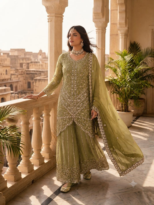 Elegant Olive Green sharara suit In Germany