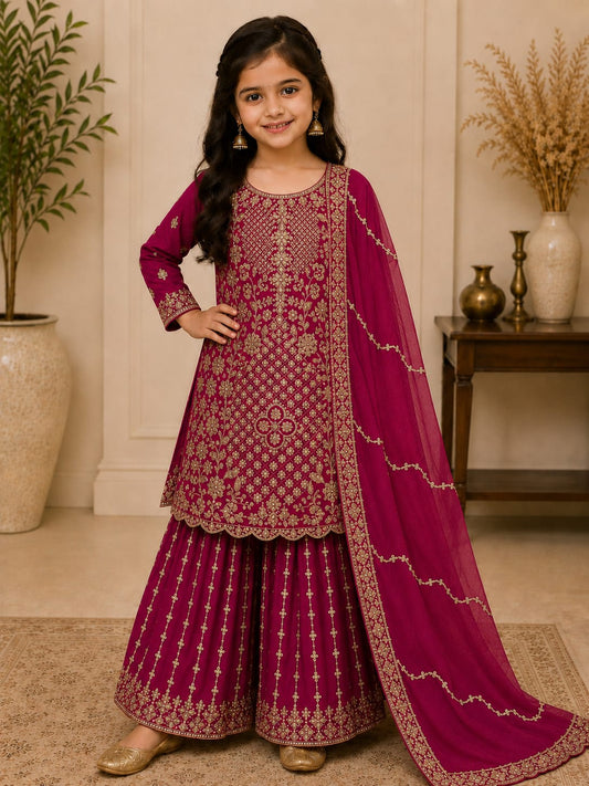 Meganta Georgette Embroidered Sharara Suit Set in Berlin