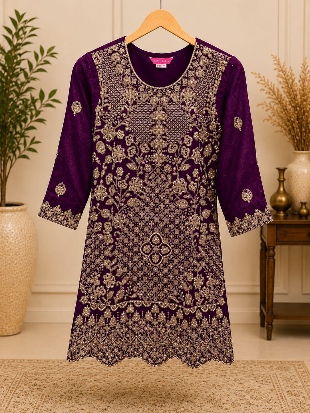 Purple Georgette Embroidered Sharara Suit Set in Berlin