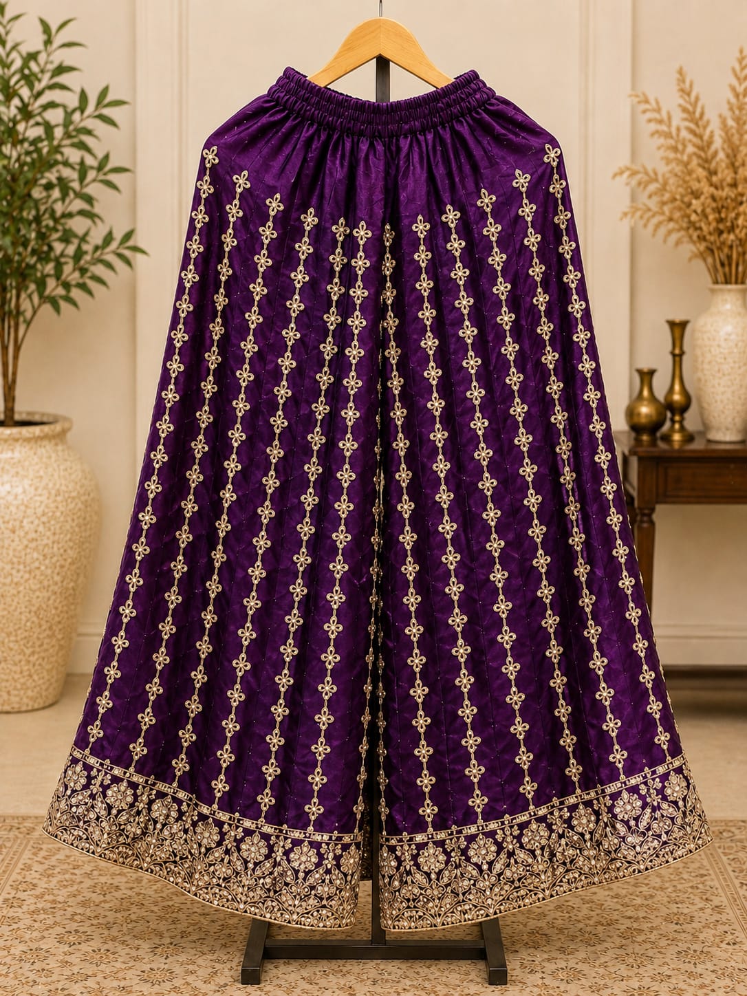 Purple Georgette Embroidered Sharara Suit Set in Berlin