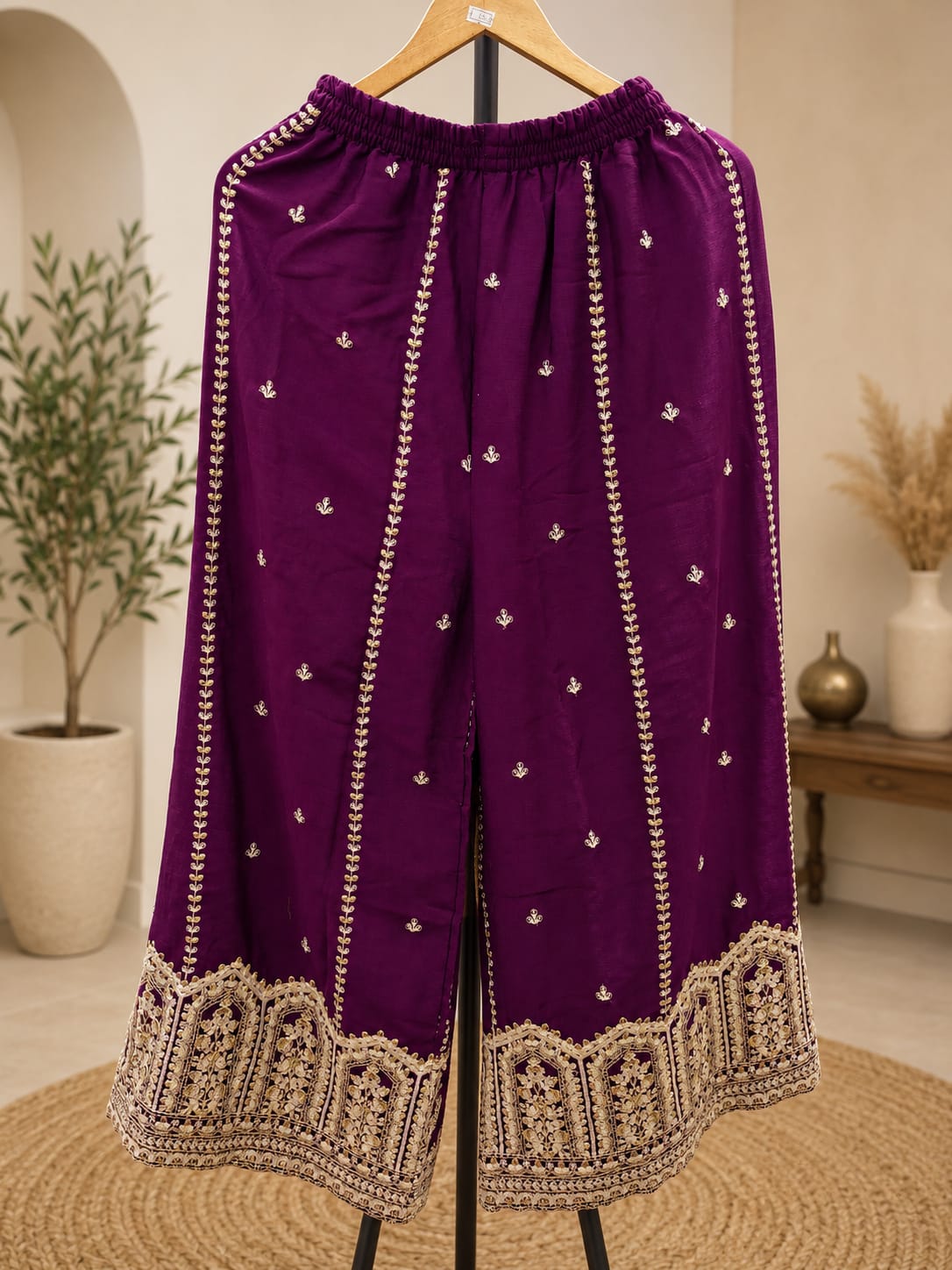 Women's Purple Embroidered Sharara Suit Set in Germany