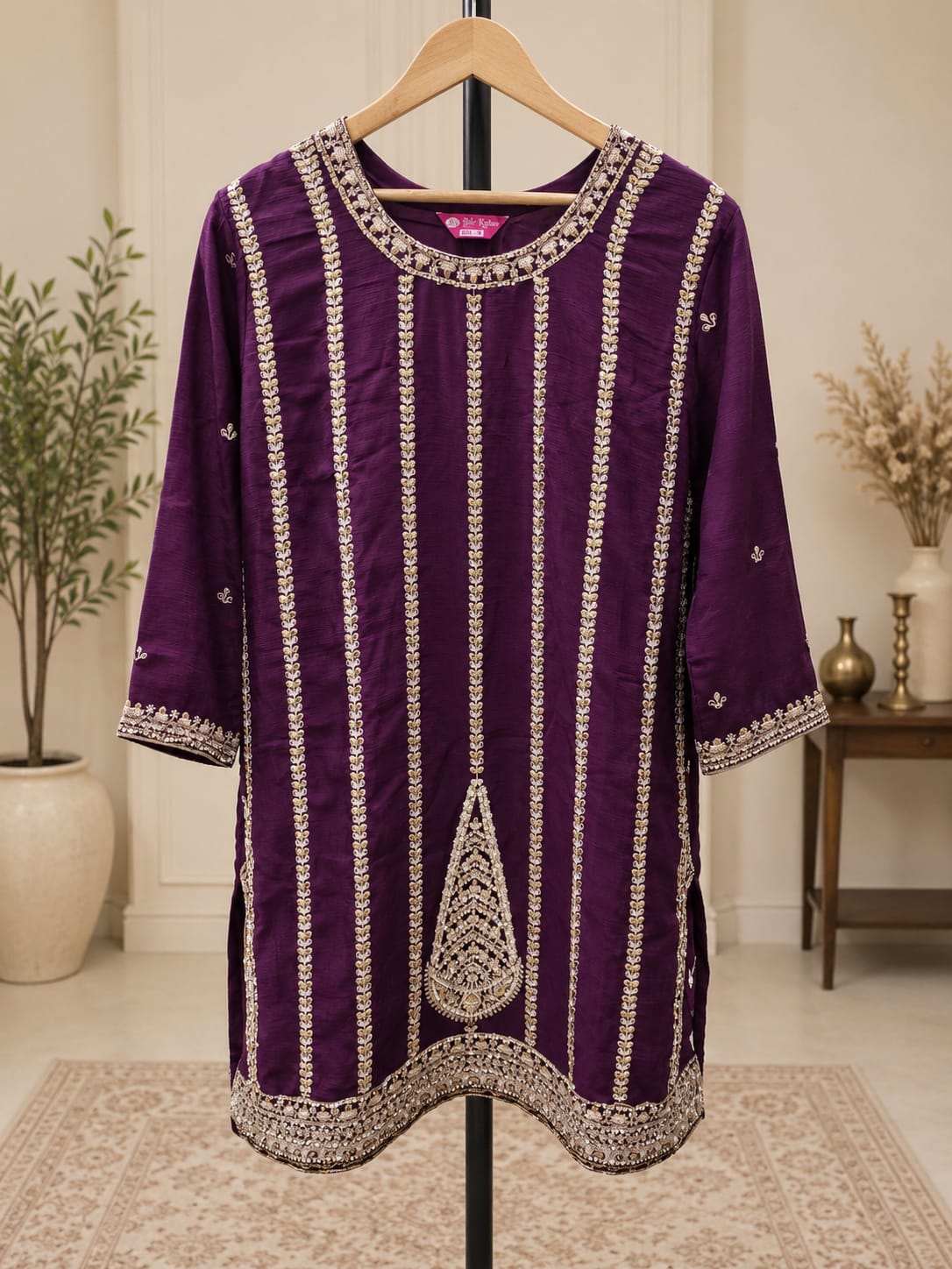 Women's Purple Embroidered Sharara Suit Set in Germany