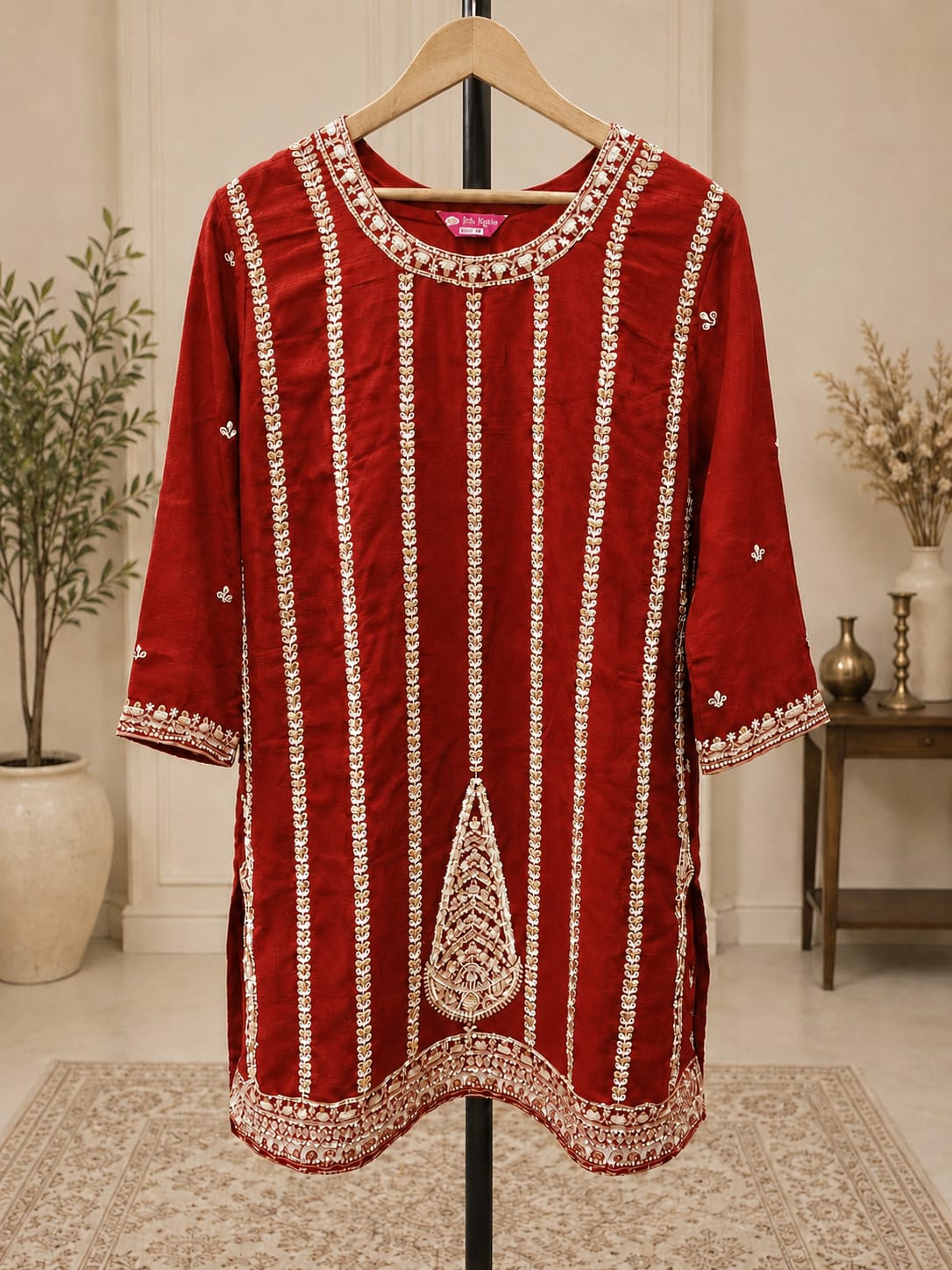 Women's Maroon Embroidered Sharara Suit Set in Germany