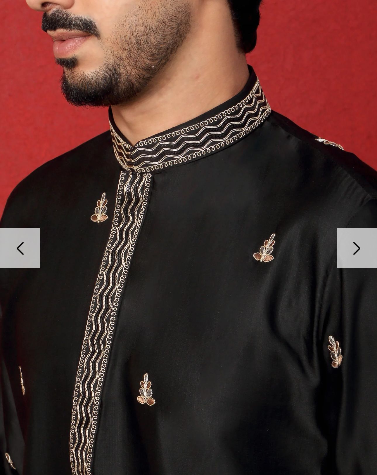 Men's Cotton Silk Floral Daman Embroidered Kurta Trouser Pant Set in Germany