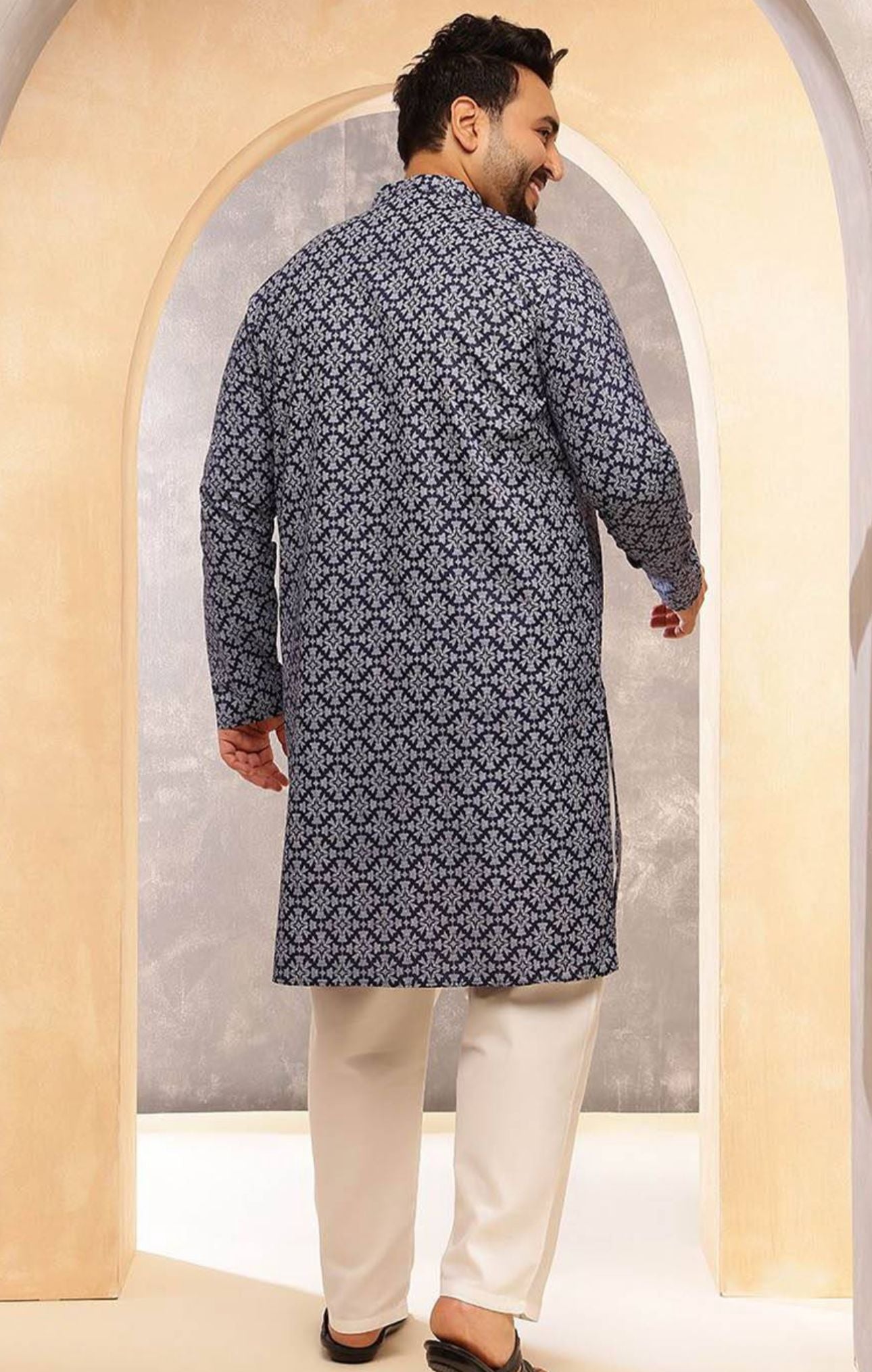 Floral Printed Mandarin Collar Straight Kurta With Pyjama in Germany