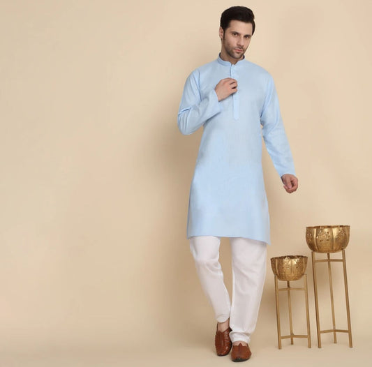 Men Cotton Blend Kurta Pyjama Set in Berlin