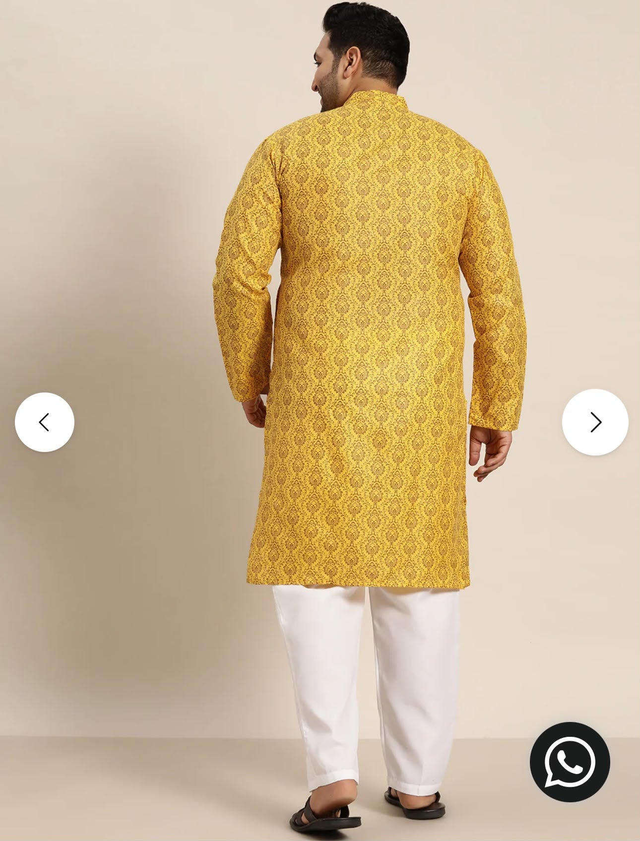 Men's Cotton Blend Mustard Printed Only Long Kurta in Germany