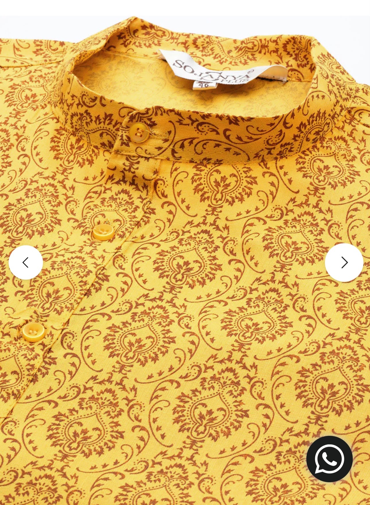 Men's Cotton Blend Mustard Printed Only Long Kurta in Germany