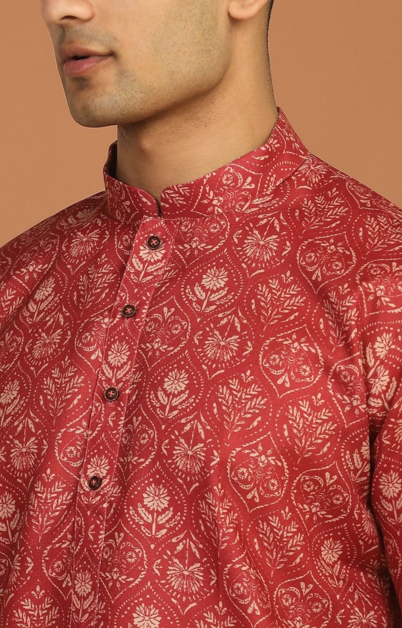 Floral Printed Red Knee Length Kurta in Germany