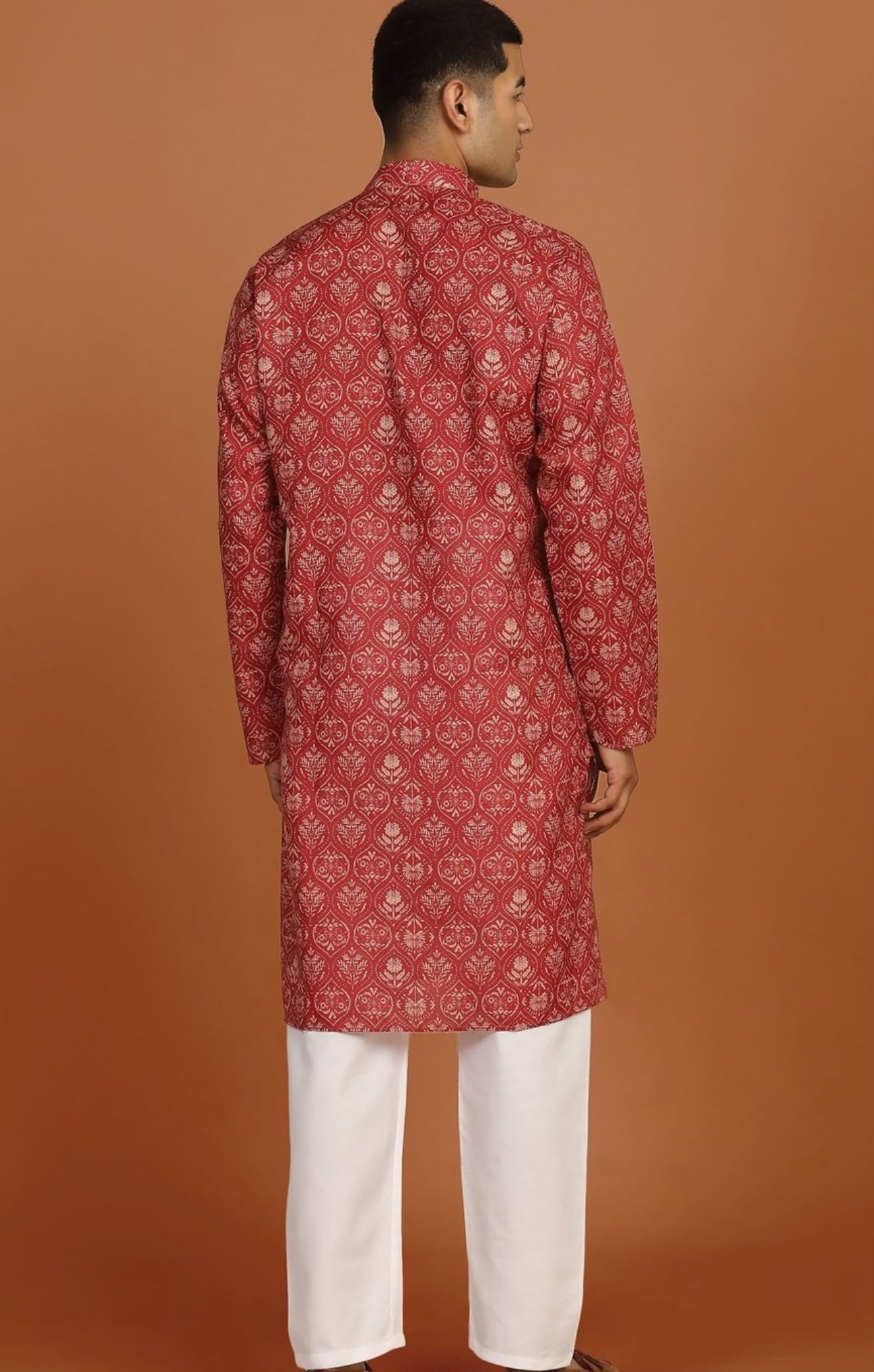 Floral Printed Red Knee Length Kurta in Germany