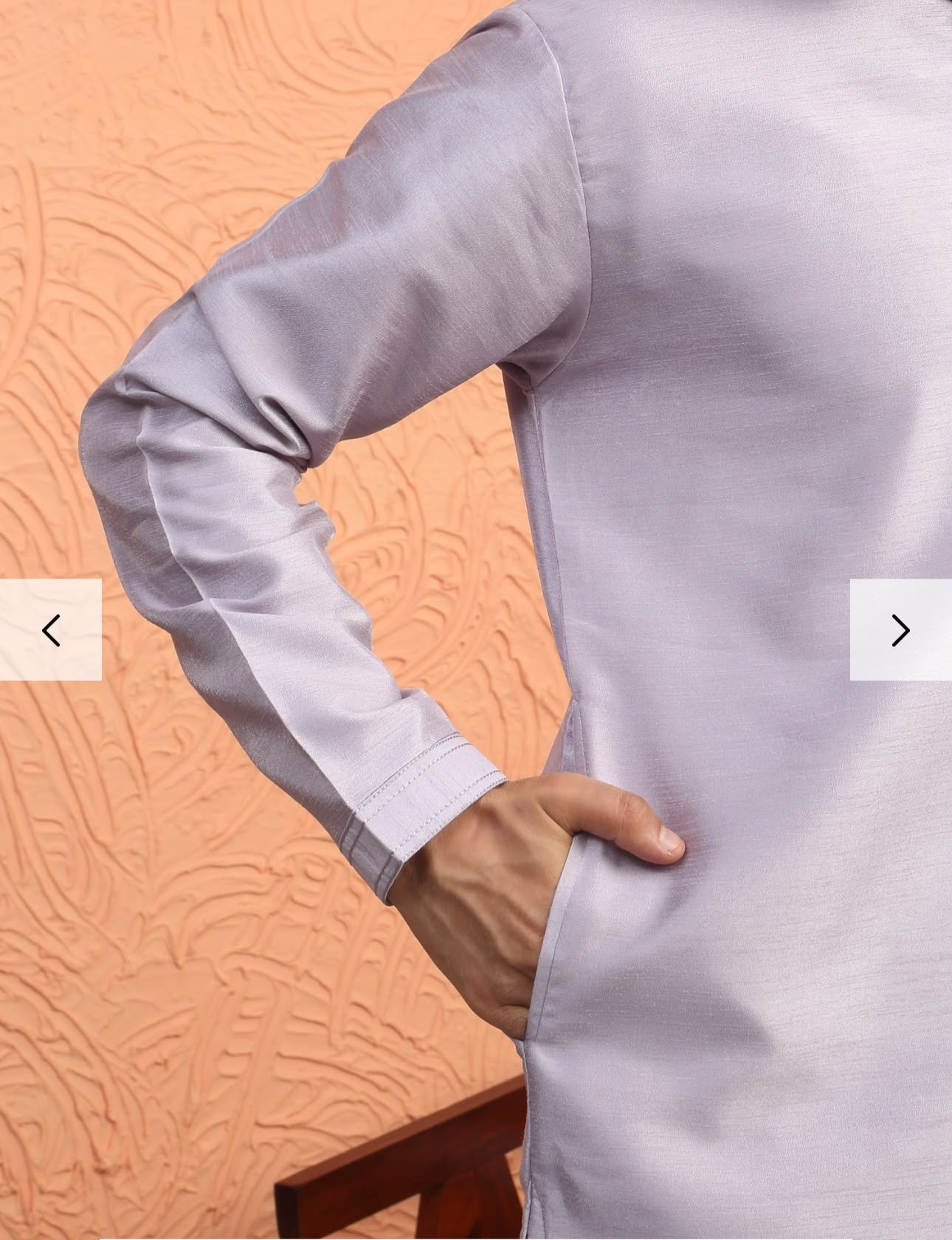 Men's Silk Blend Anchor Work Kurta Trouser Set with Long Embroidered Sequin Nehru Jacket in Germany