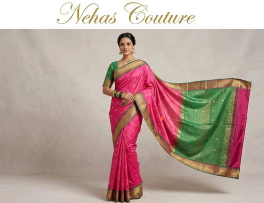 Traditional Rani Pink and Green Silk Saree in Berlin