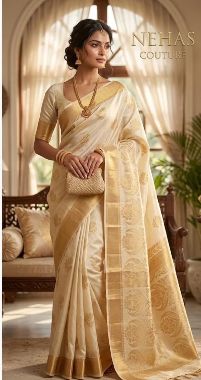 Ivory Banarasi Silk Saree  in Berlin