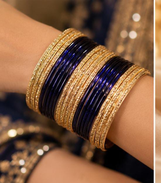 Dark Blue and gold traditional bangle set in Germany
