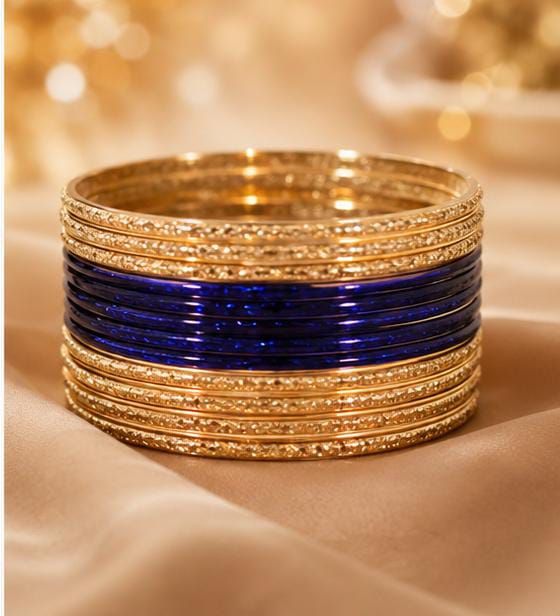 Dark Blue and gold traditional bangle set in Germany