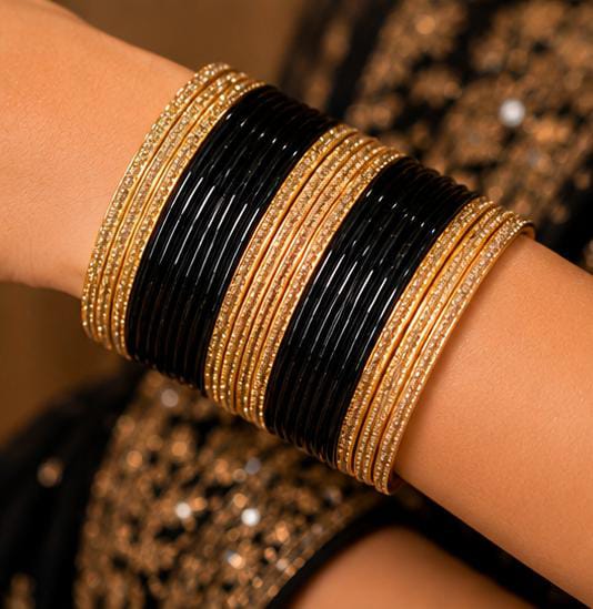 Black and gold traditional bangle set in Germany