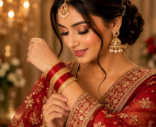 Red and gold traditional bangle set in Germany
