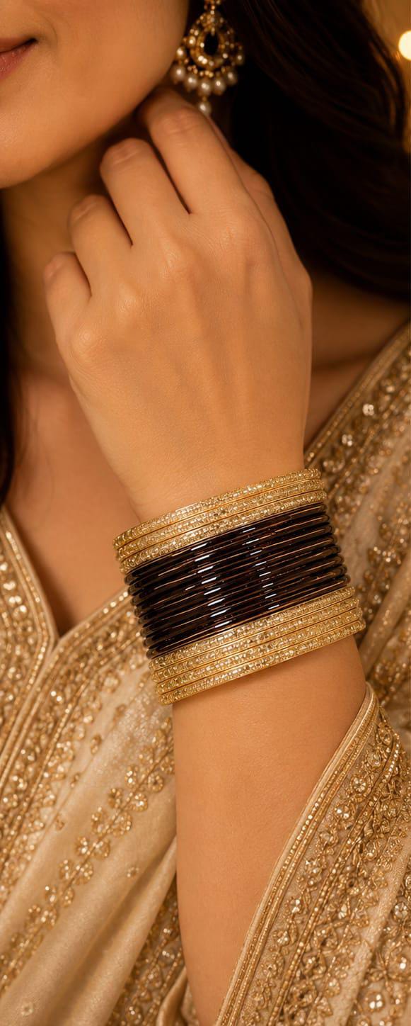 Brown and gold traditional bangle set in Germany