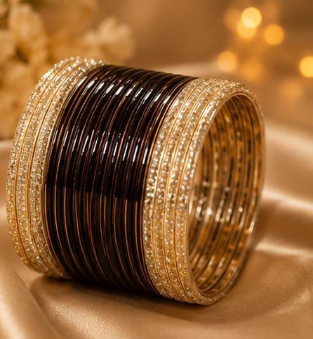 Brown and gold traditional bangle set in Germany