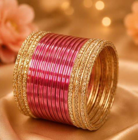 Pink and gold traditional bangle set in Germany