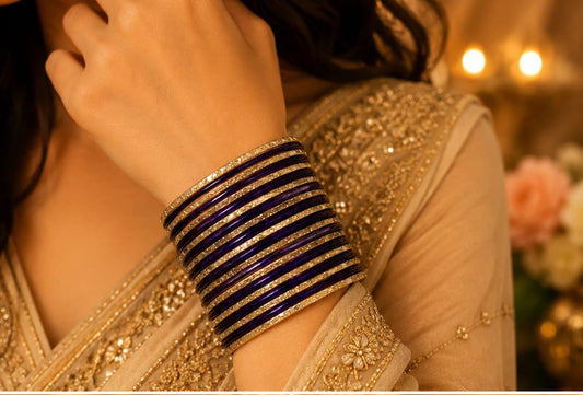 Traditional Purple and Gold Crystal Bangle Stack in Berlin