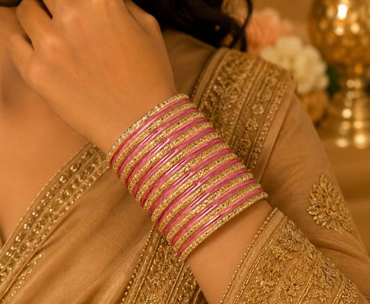 Traditional light pink and Gold Crystal Bangle Stack in Berlin