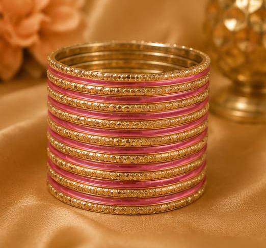 Traditional light pink and Gold Crystal Bangle Stack in Berlin