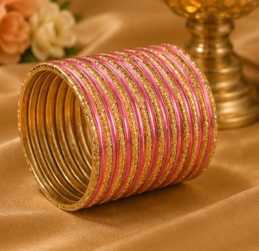 Traditional light pink and Gold Crystal Bangle Stack in Berlin
