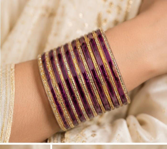 Traditional Purple and Gold Crystal Bangle Stack in Berlin