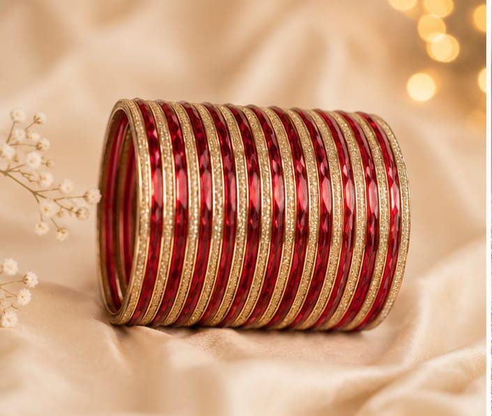 Traditional Red and Gold Crystal Bangle Stack in Berlin