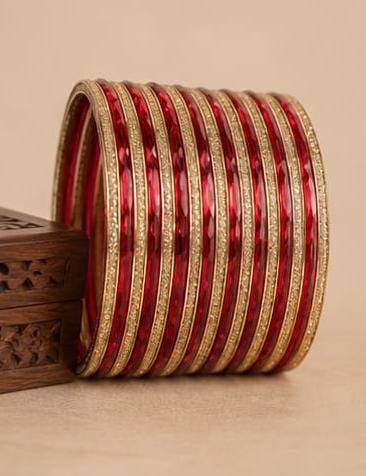 Traditional Red and Gold Crystal Bangle Stack in Berlin