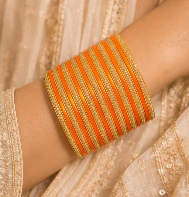 Traditional Orange and Gold  Bangle Stack in Berlin