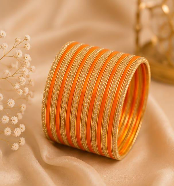 Traditional Orange and Gold  Bangle Stack in Berlin
