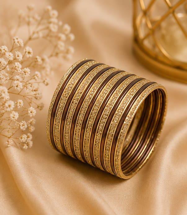 Traditional Brown and Gold  Bangle Stack in Berlin