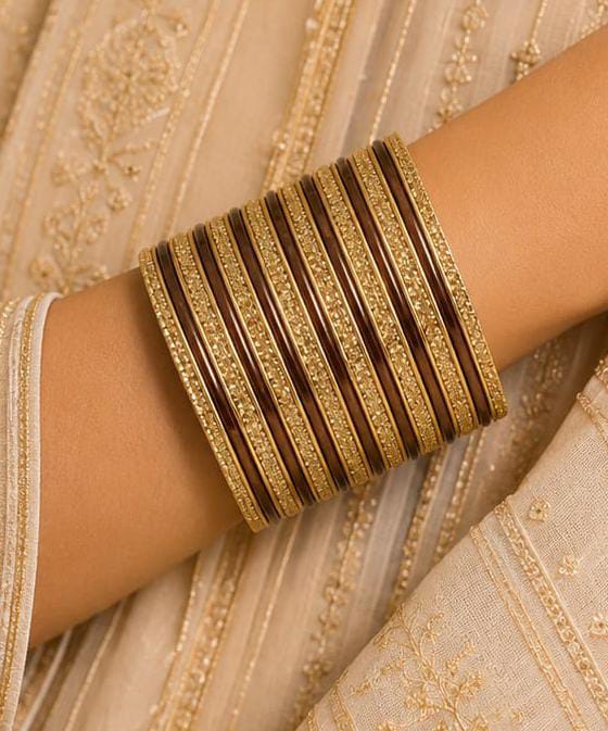 Traditional Brown and Gold  Bangle Stack in Berlin