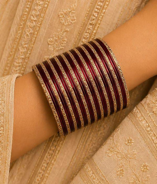 Traditional Maroon and Gold Indian Bangle Set in Berlin