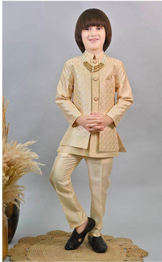 Silk Sequins Embellished Threadwork Detailed Sherwani With Pant & Necklace Set in Germany