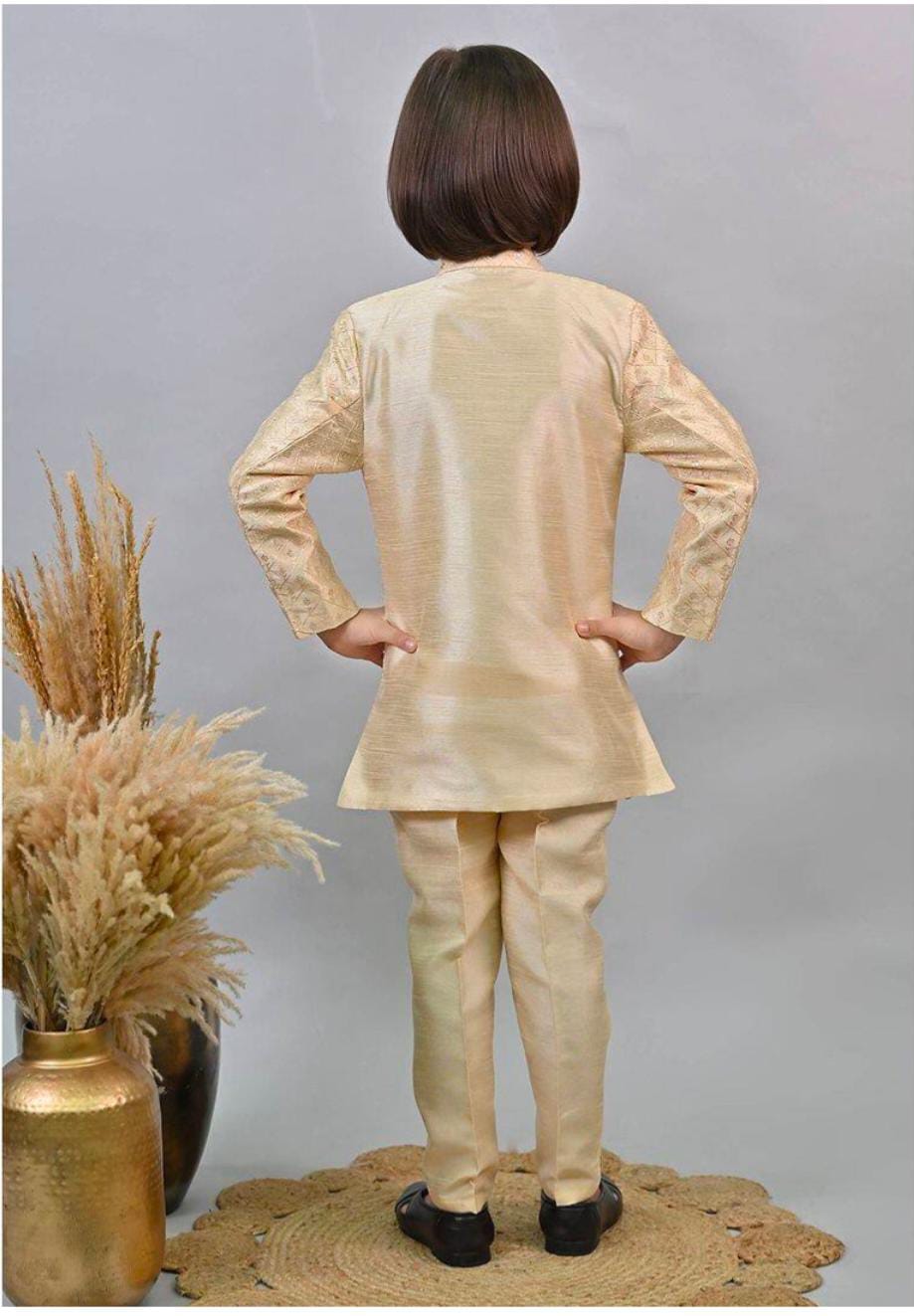 Silk Sequins Embellished Threadwork Detailed Sherwani With Pant & Necklace Set in Germany