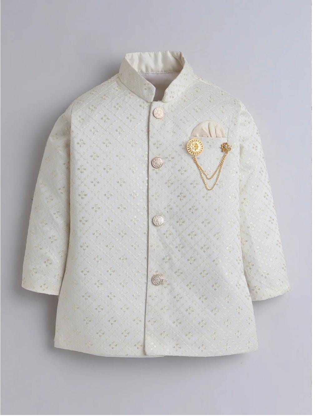 Boy's Cotton 2 Piece Indo-Western Set/Kids Ethnic Wear Jaquard Sherwani in Germany