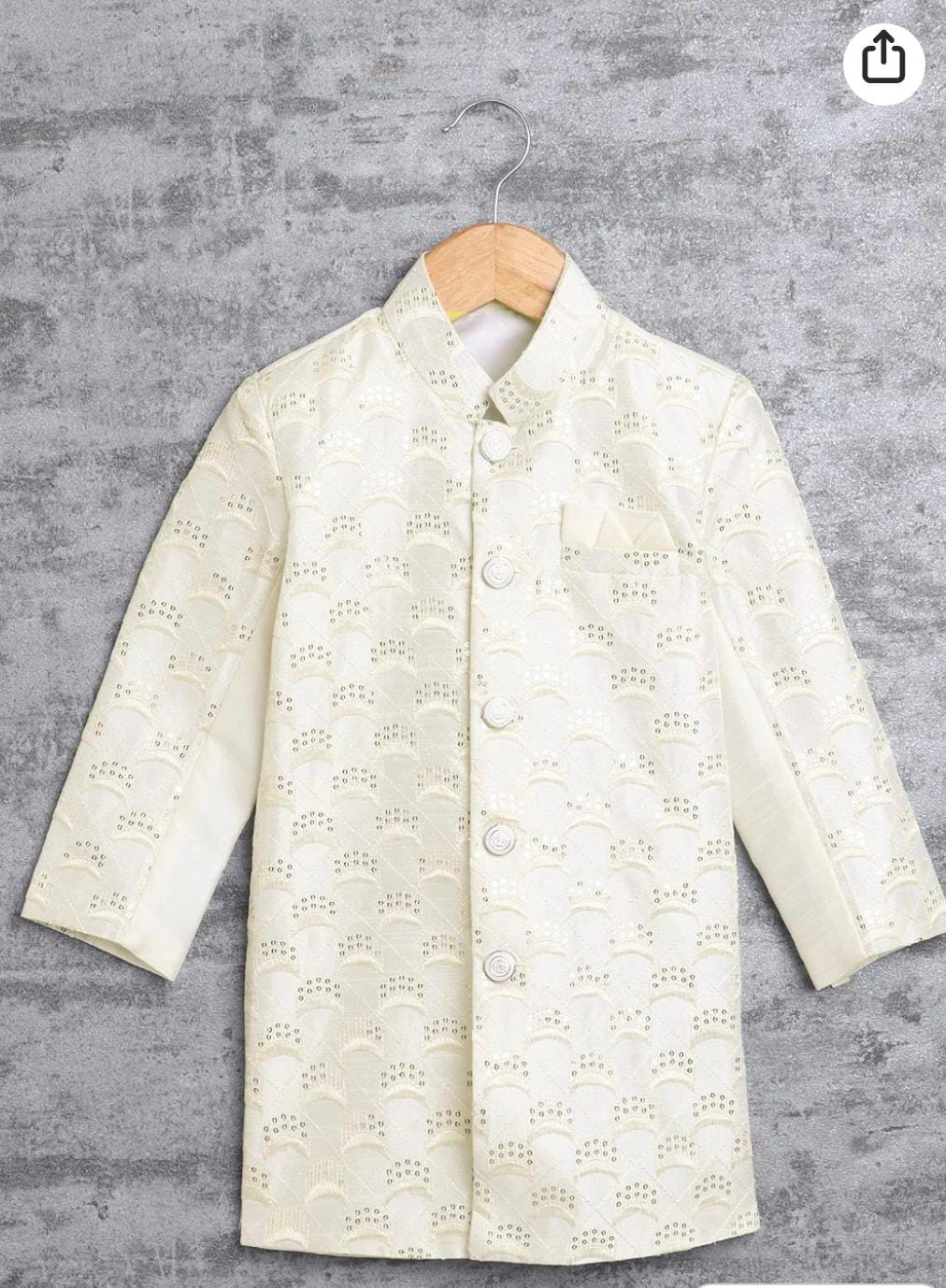 Kids Ethnic Cotton Silk Blend Sequin Print Indo-Western Sherwani Set for Boys in Germany