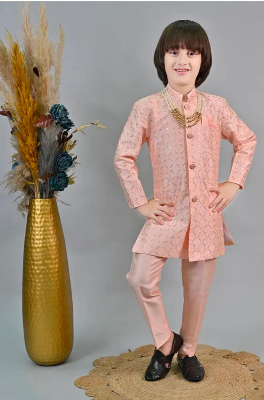 Kids Ethnic Sequin Embellished Indo-Western Kurta and Trouser Set for Boys in Berlin